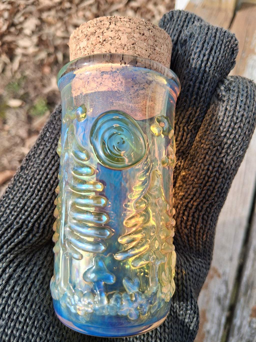 Fumed forest landscape scene jar