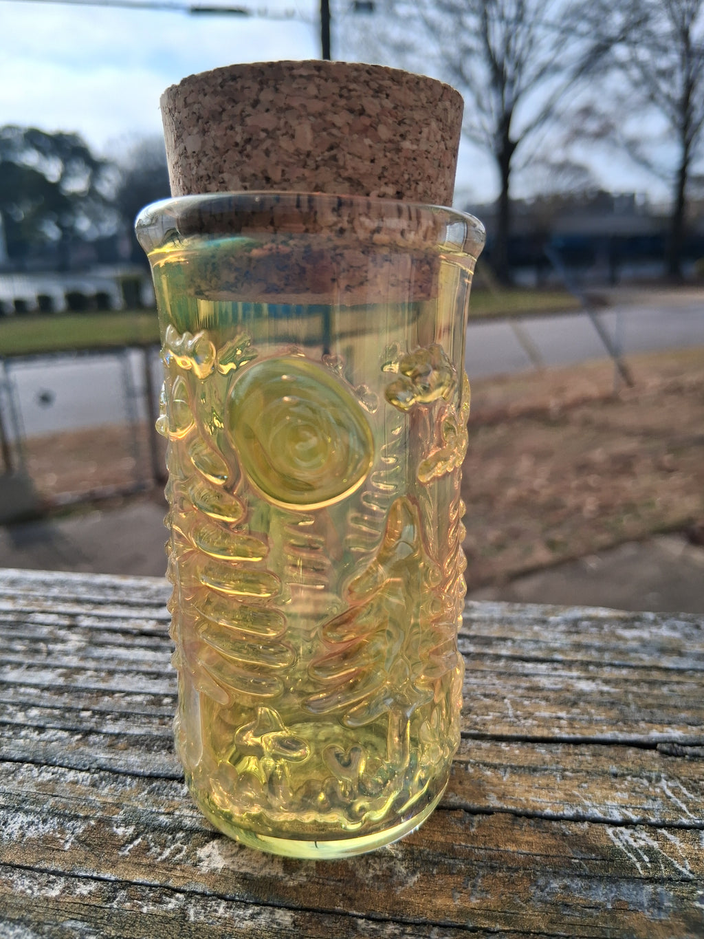 Fumed forest landscape scene jar