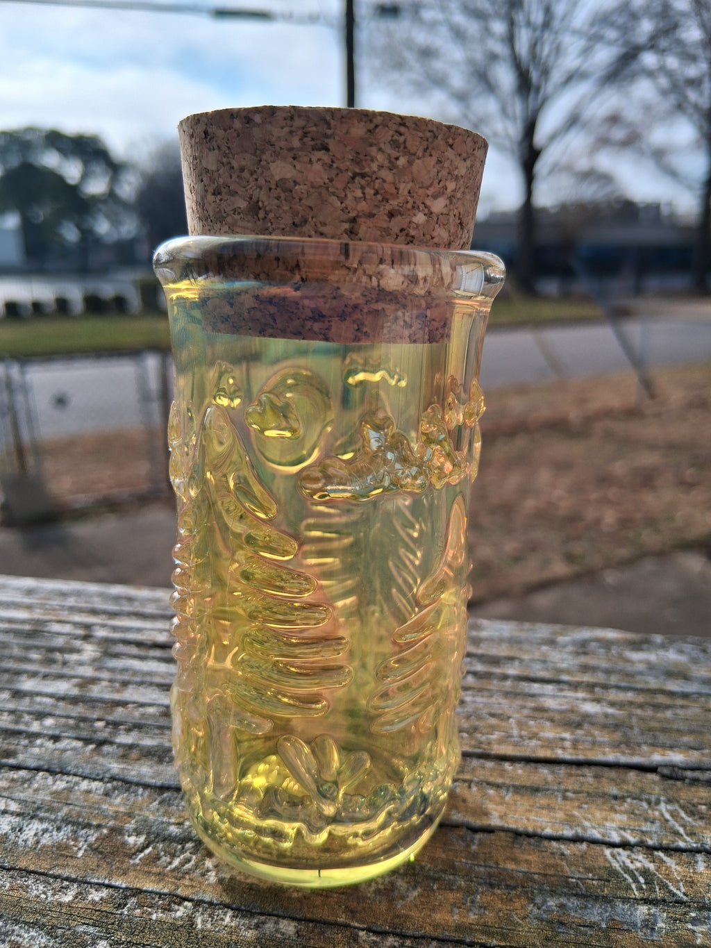Fumed forest landscape scene jar