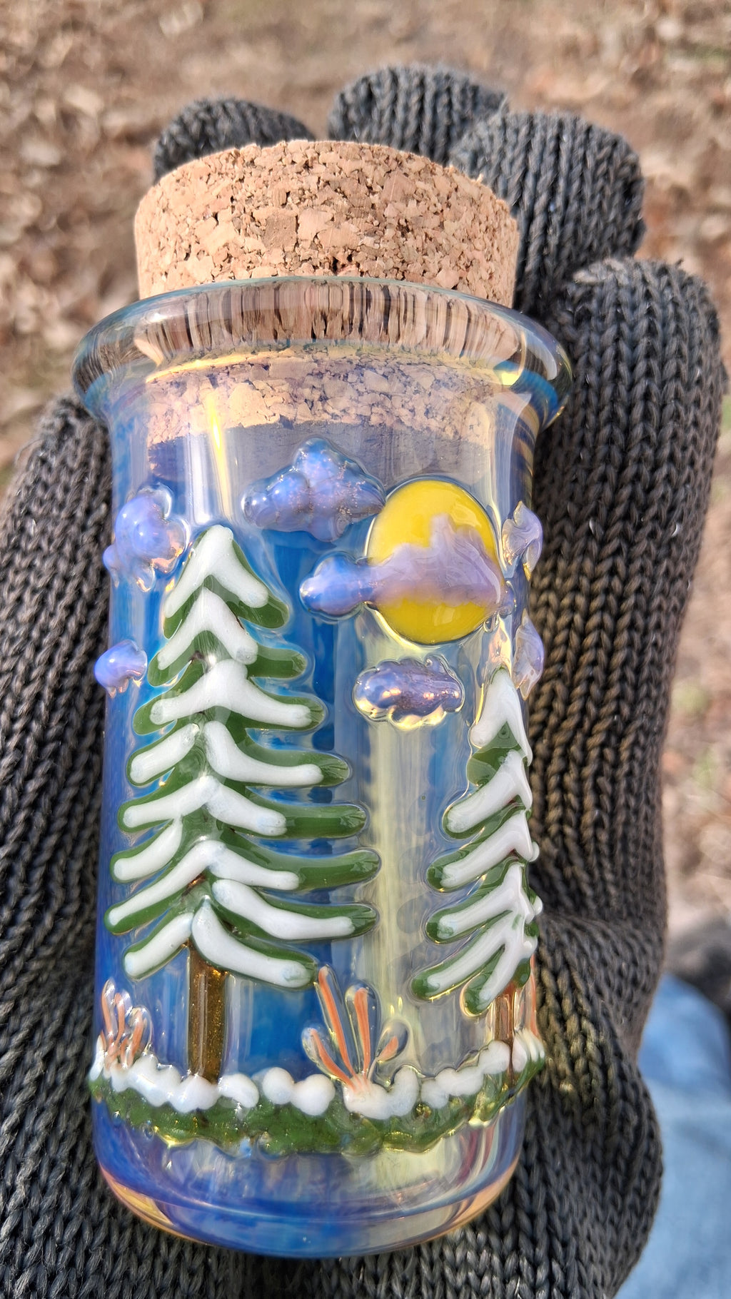 Snowy Forest Scene Jar