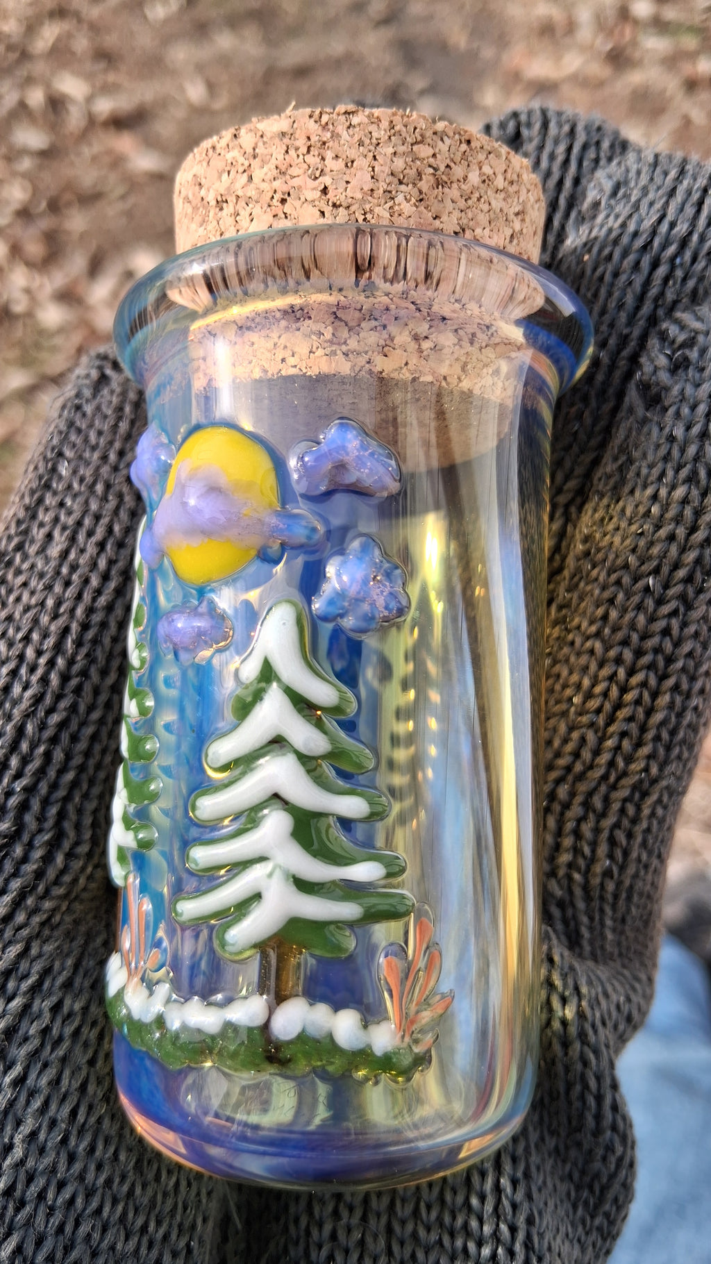 Snowy Forest Scene Jar
