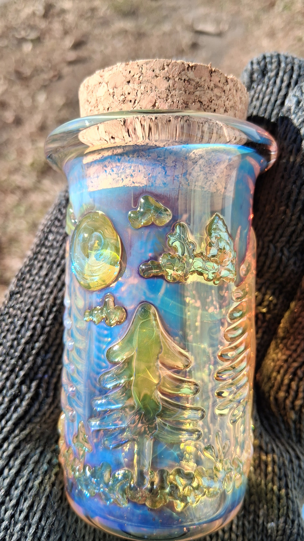Fumed Glass Cabin in the Woods jar