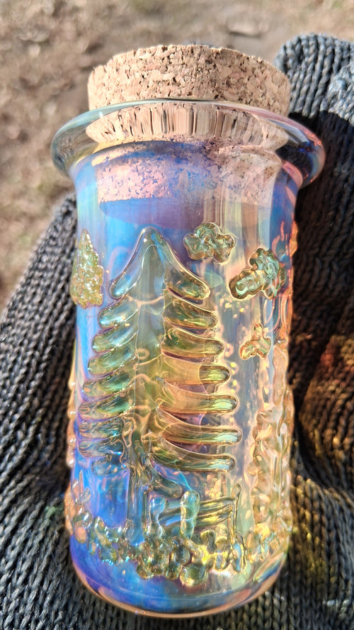 Fumed Glass Cabin in the Woods jar